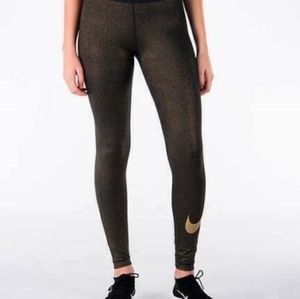 Womens Nike Dri Fit Metallic Swoosh Leggings